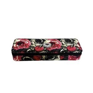Brighton Pink Rose Hatpin Storage Case Faux Leather Travel Jewelry Box Heart